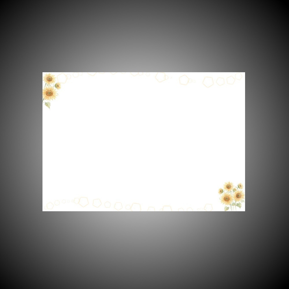 A4横向き ひまわり背景素材-単品（黄色装飾・印刷可・編集可・加工可・商用利用可・クレジット不要）