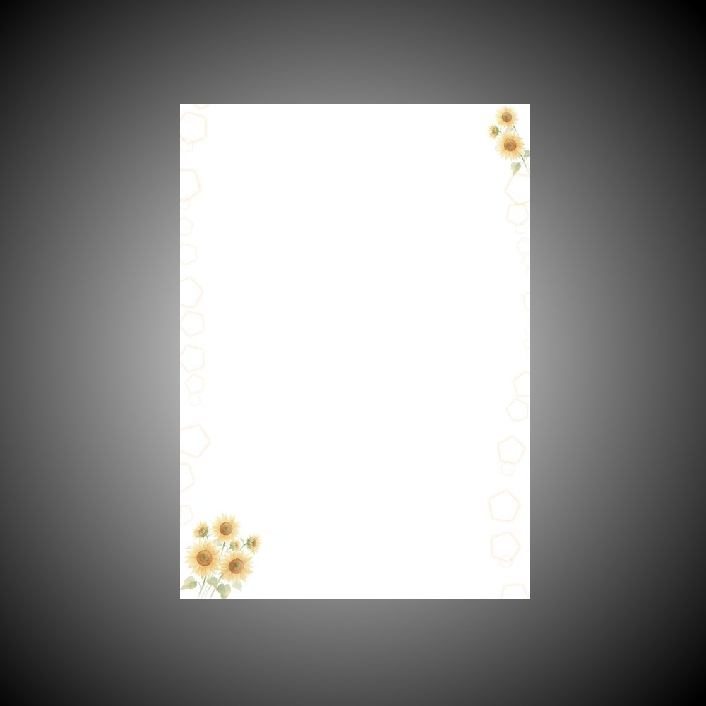 A4縦向き ひまわり背景素材-単品（黄色装飾・印刷可・編集可・加工可・商用利用可・クレジット不要）