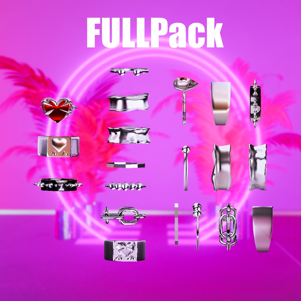 【全アバター対応】ハートの指輪セット【VRChat】