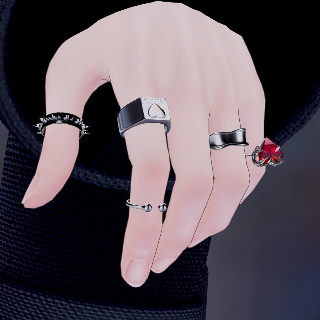 【全アバター対応】ハートの指輪セット【VRChat】