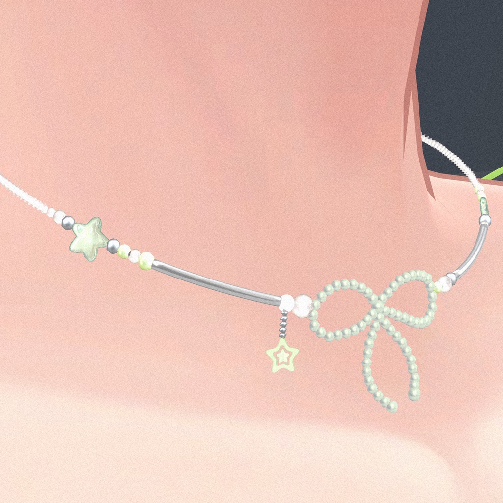 「無料有🎀リボンビーズネックレス【全色セット200円】」