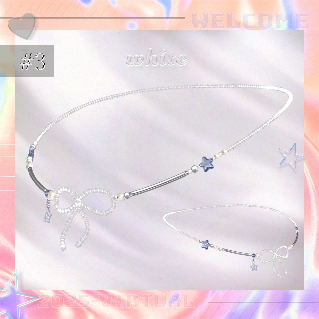 「無料有🎀リボンビーズネックレス【全色セット200円】」