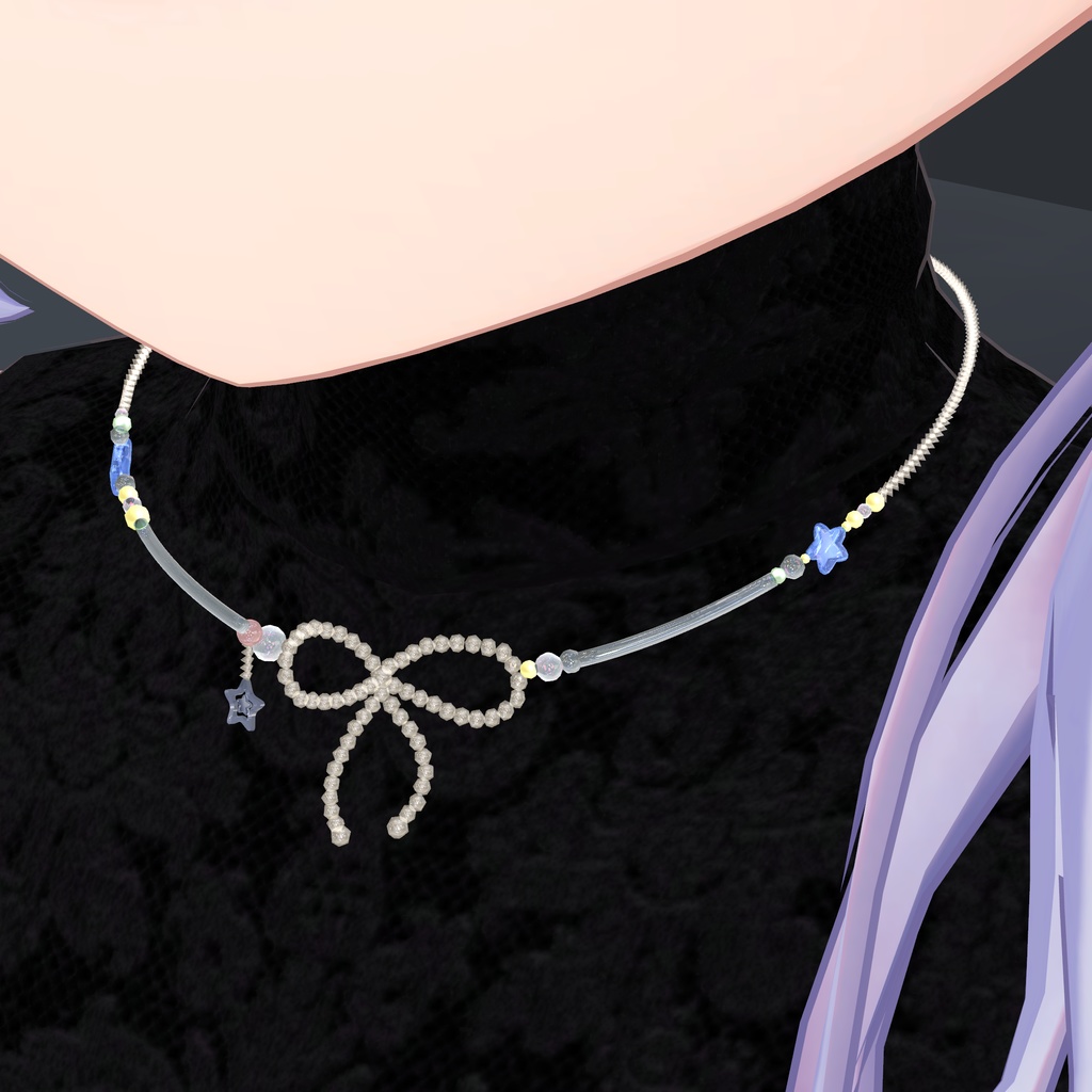 「無料有🎀リボンビーズネックレス【全色セット200円】」