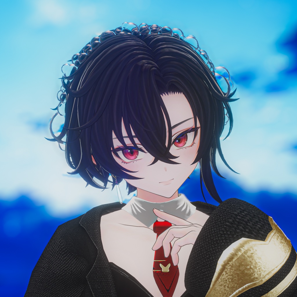 【透明】しずく硝子アクセサリー2点セット【VRChat】