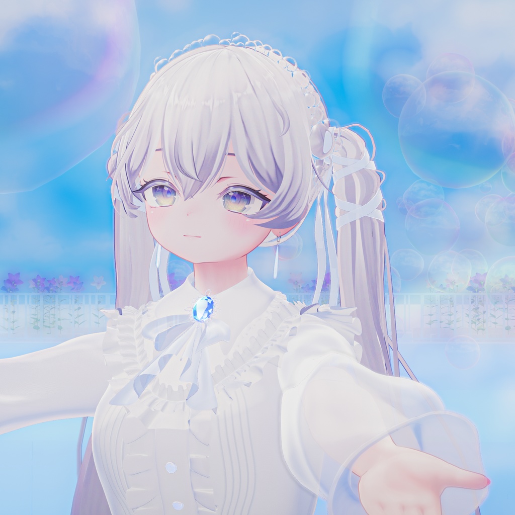 【透明】しずく硝子アクセサリー2点セット【VRChat】