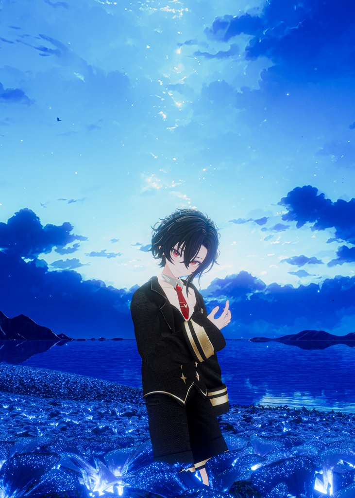 【透明】しずく硝子アクセサリー2点セット【VRChat】