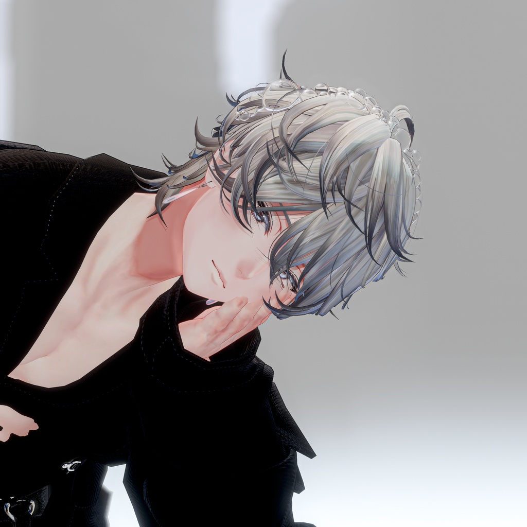 【透明】しずく硝子アクセサリー2点セット【VRChat】