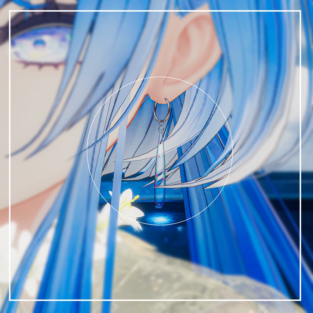 【透明】しずく硝子アクセサリー2点セット【VRChat】
