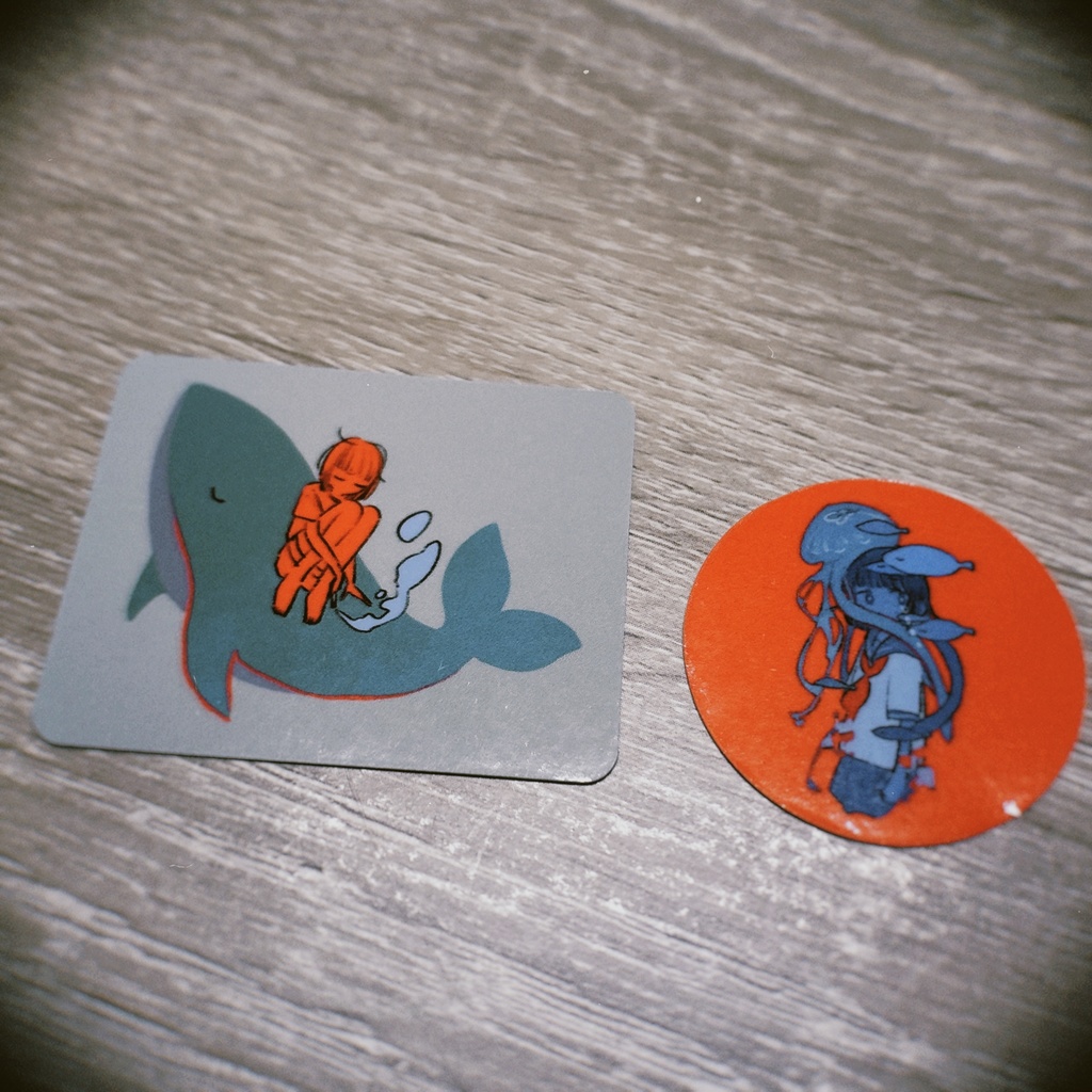 くじらとくらげのステッカー