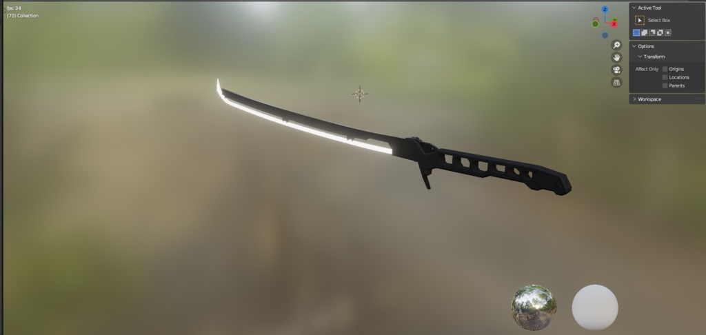 光る! サイバーパンク風 刀 3D model FBX