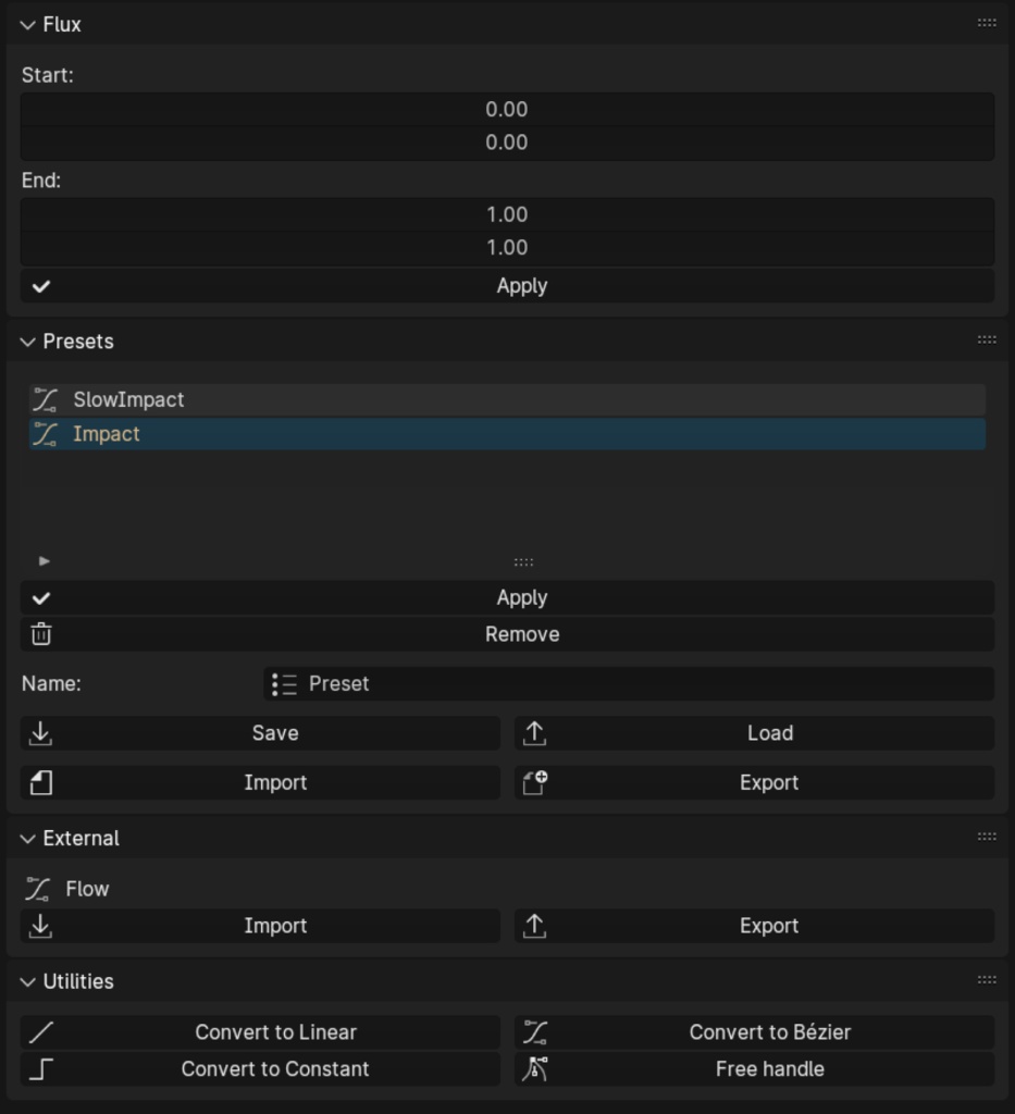 【Blenderアドオン】Flux - イージング管理アドオン