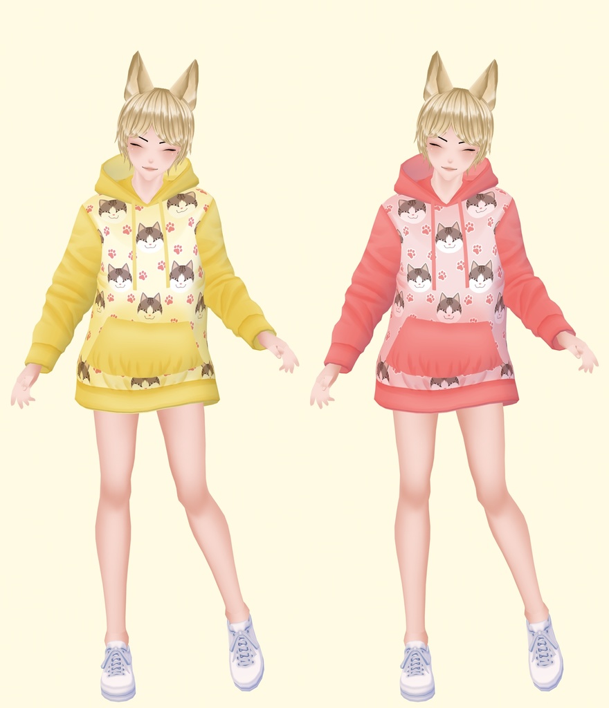 Easter Bunny Hoodie & Cat Hoodie (うさぎパーカー - 猫のパーカー)