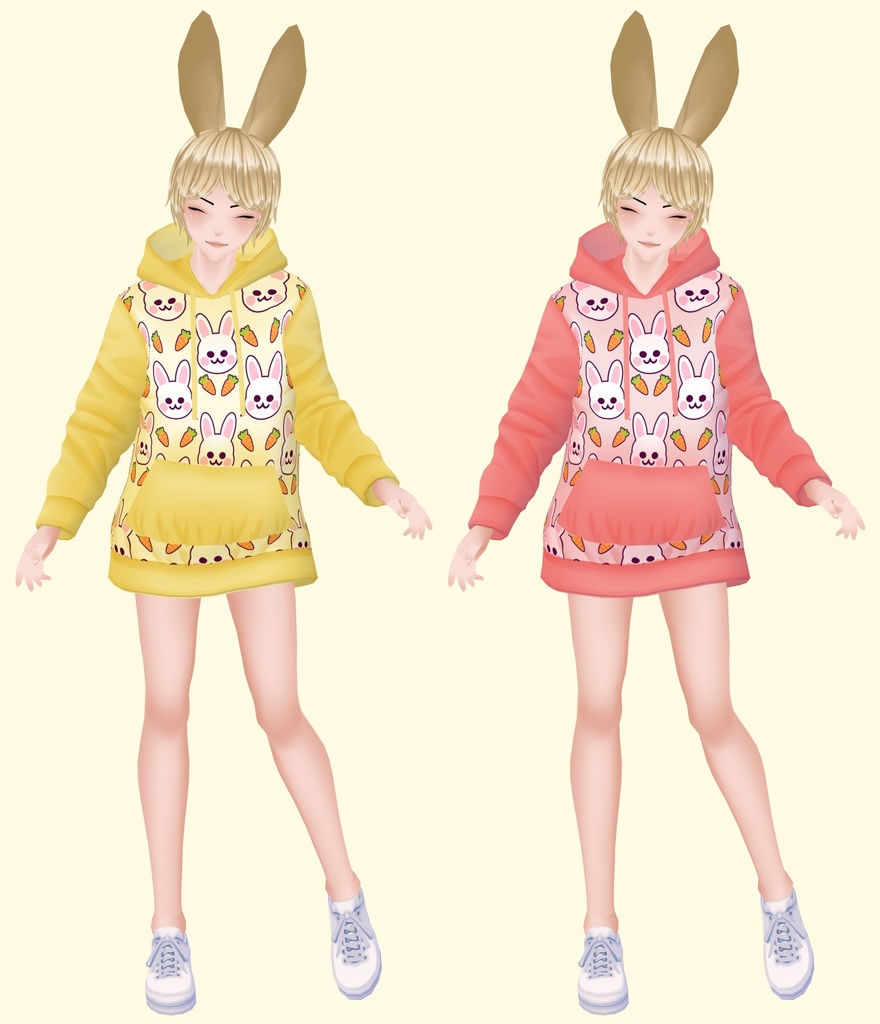 Easter Bunny Hoodie & Cat Hoodie (うさぎパーカー - 猫のパーカー)