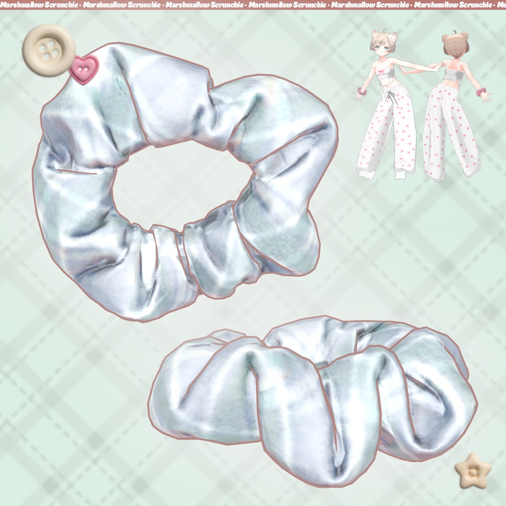 【VRC】ふわふわマシュマロシュシュ / 3D衣装小物 / ✨Marshmallow Scrunchie✨