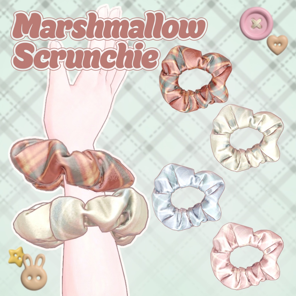 【VRC】ふわふわマシュマロシュシュ / 3D衣装小物 / ✨Marshmallow Scrunchie✨