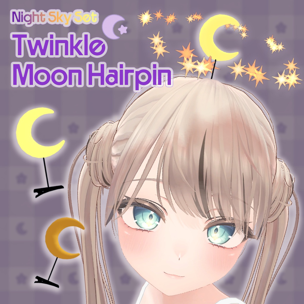 【無料】夜空セット① きらきら月ピン / Twinkle Moon Hairpin🌙 