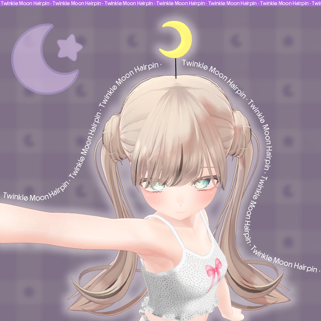 【無料】夜空セット① きらきら月ピン / Twinkle Moon Hairpin🌙