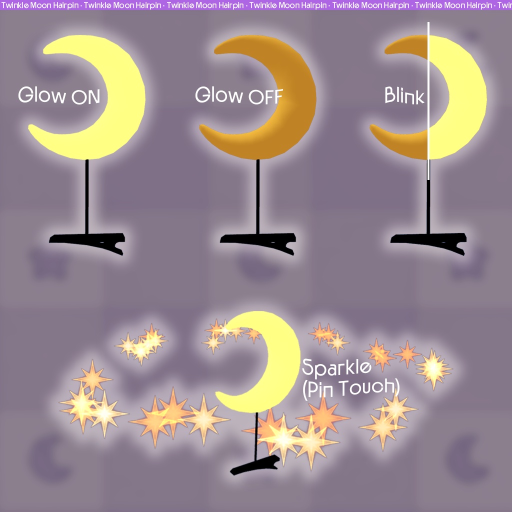 【無料】夜空セット① きらきら月ピン / Twinkle Moon Hairpin🌙