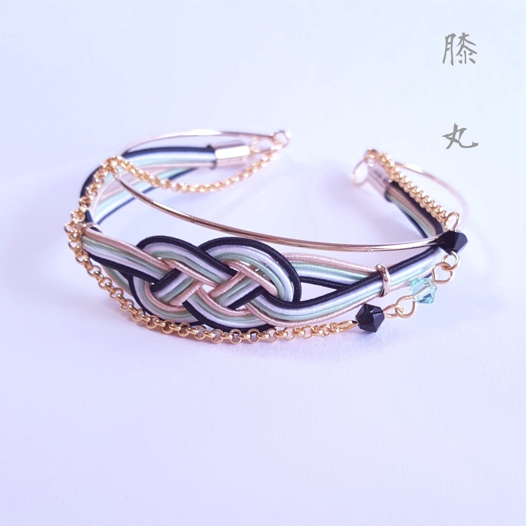 ＜受注制作＞水引×ゴールドの3連バングル【膝丸ver.】