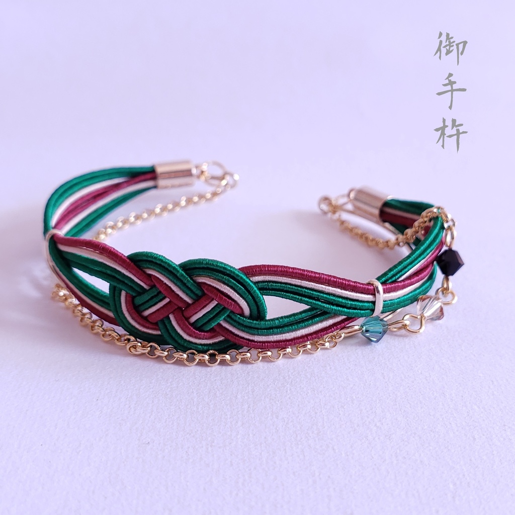 ＜受注制作＞水引×ゴールドの3連バングル【御手杵ver.】