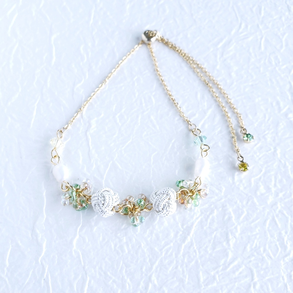 あわじ玉結び×ファルファーレ スライドブレス(ニッケルフリー)<源氏>