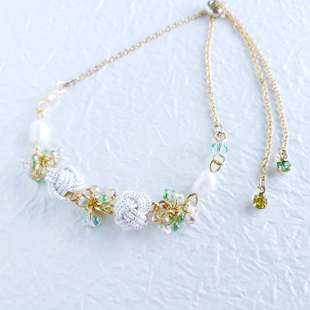 あわじ玉結び×ファルファーレ スライドブレス(ニッケルフリー)<源氏>