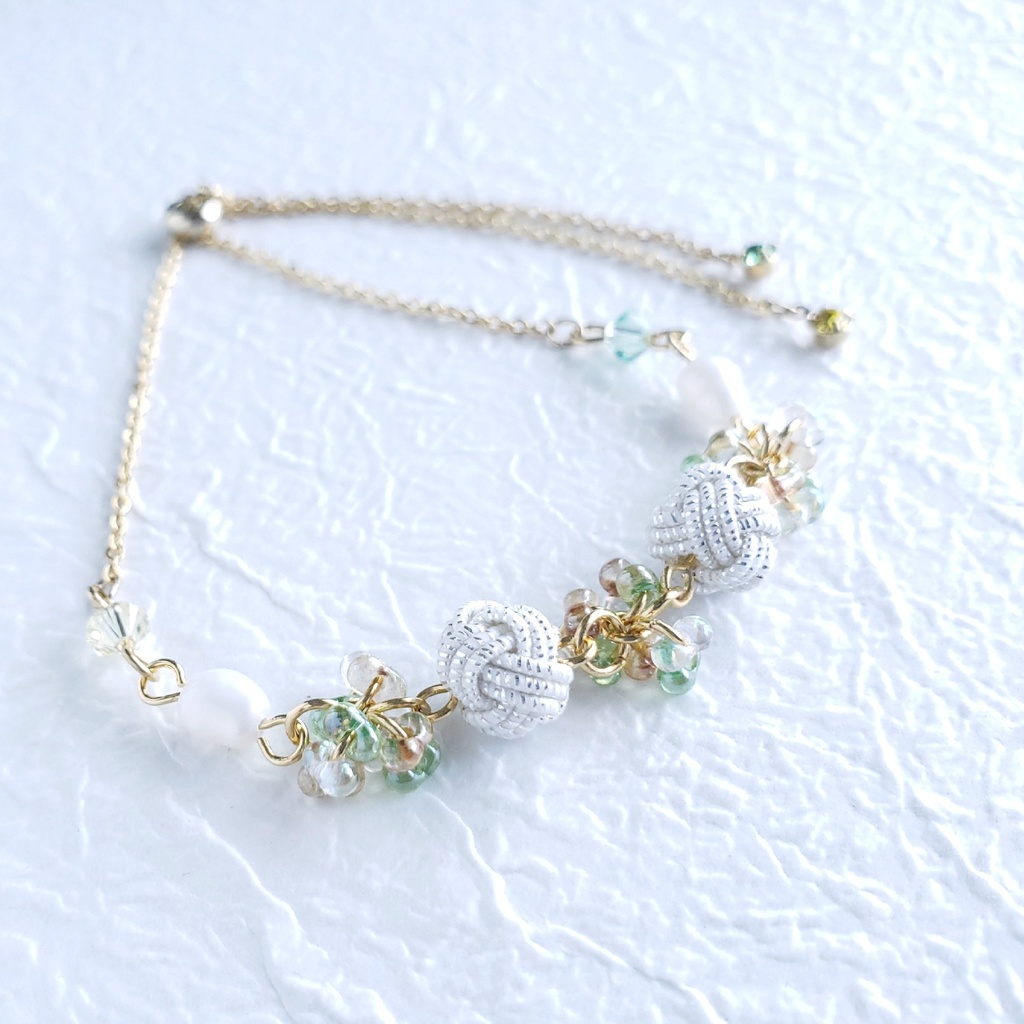 あわじ玉結び×ファルファーレ スライドブレス(ニッケルフリー)<源氏>