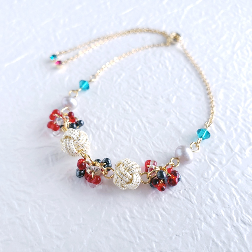 あわじ玉結び×ファルファーレ スライドブレス(ニッケルフリー)<和泉守兼定>