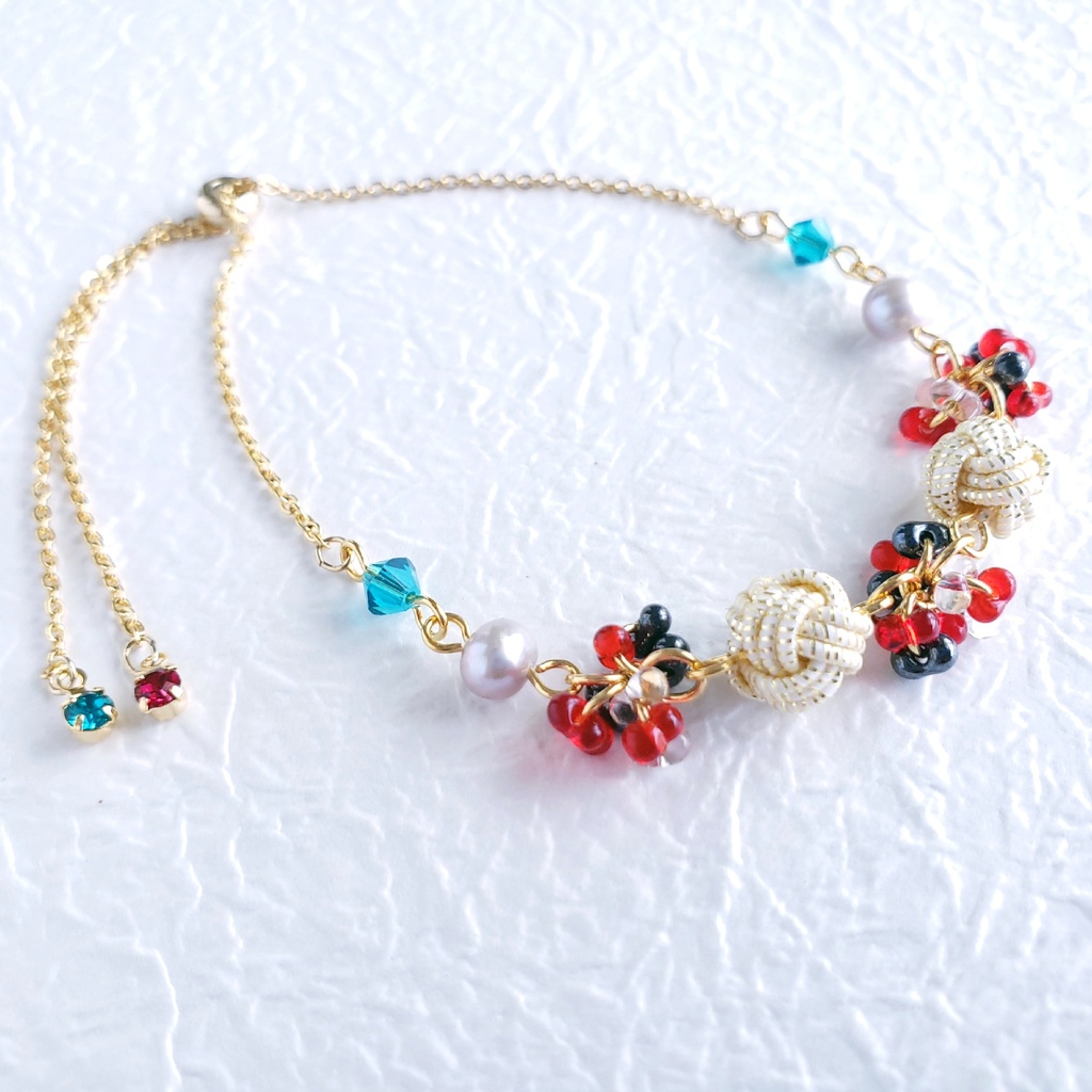 あわじ玉結び×ファルファーレ スライドブレス(ニッケルフリー)<和泉守兼定>