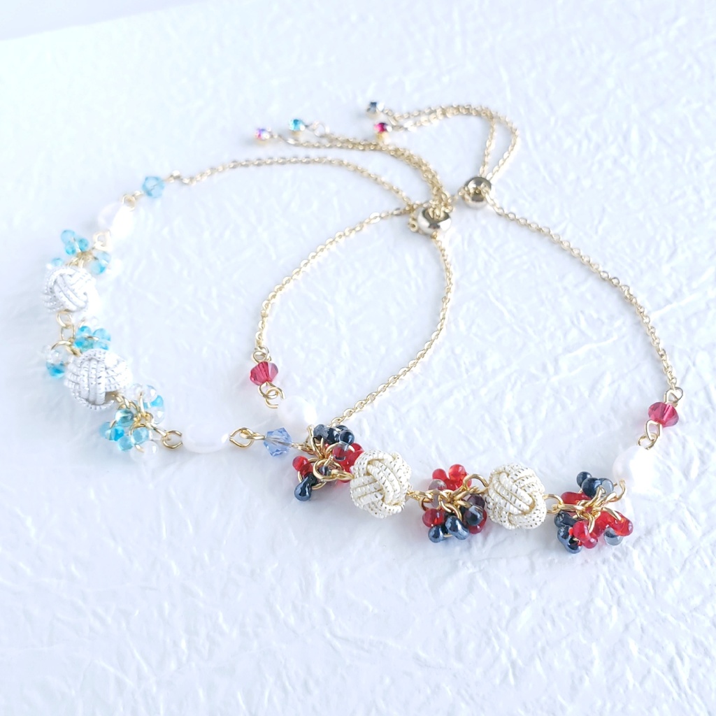 あわじ玉結び×ファルファーレ スライドブレス(ニッケルフリー)<加州清光>