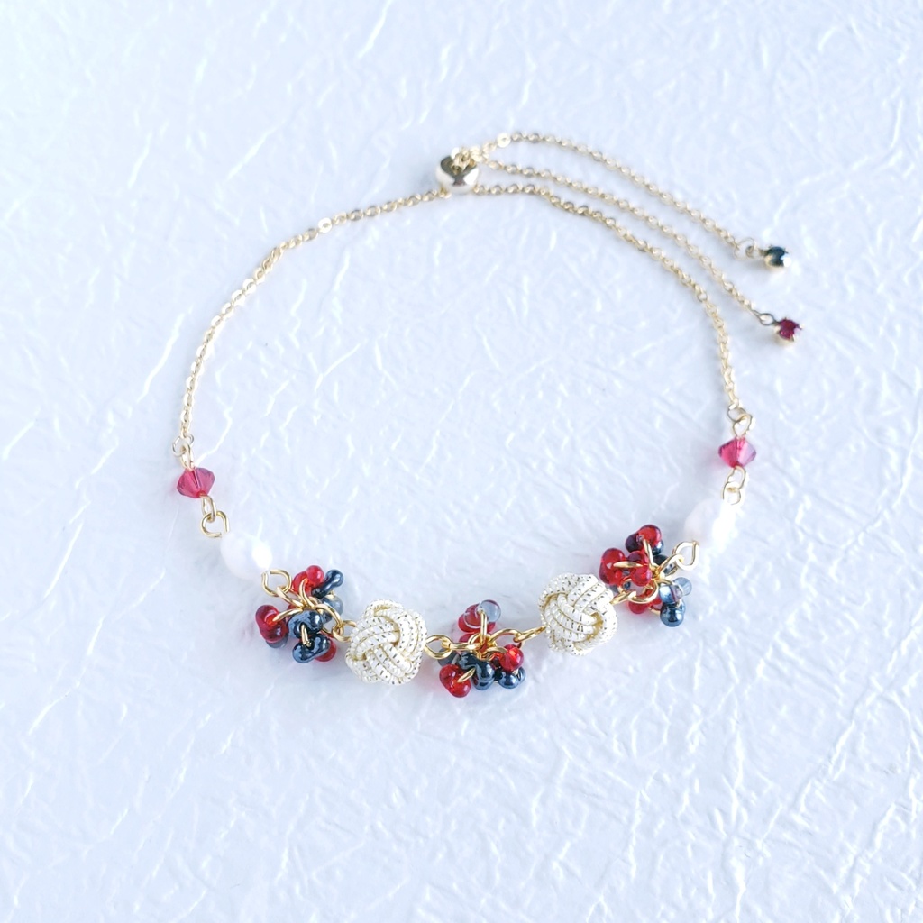 あわじ玉結び×ファルファーレ スライドブレス(ニッケルフリー)<加州清光>