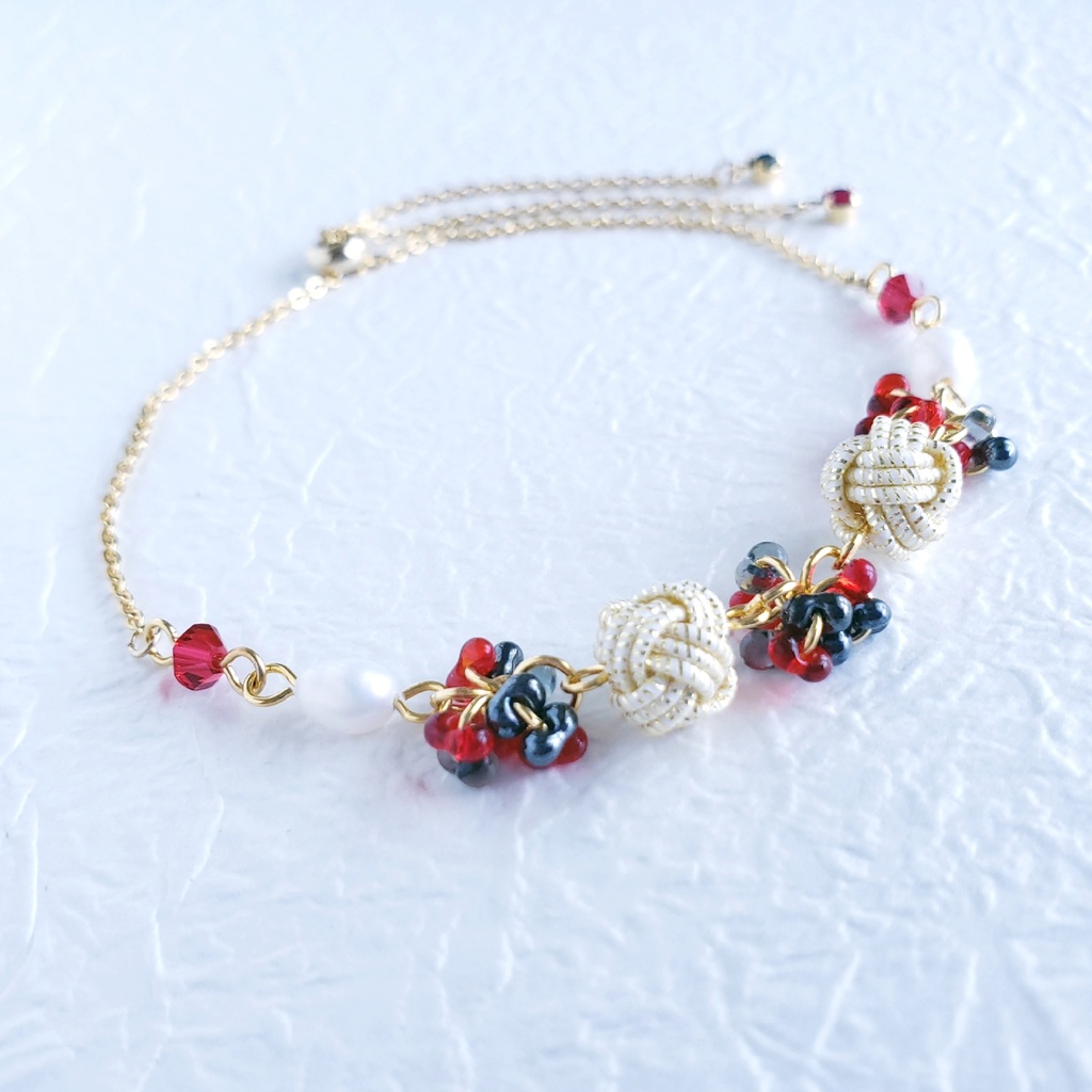 あわじ玉結び×ファルファーレ スライドブレス(ニッケルフリー)<加州清光>