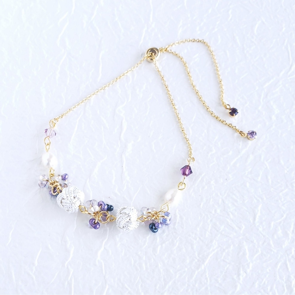 あわじ玉結び×ファルファーレ スライドブレス(ニッケルフリー)<天保江戸組>