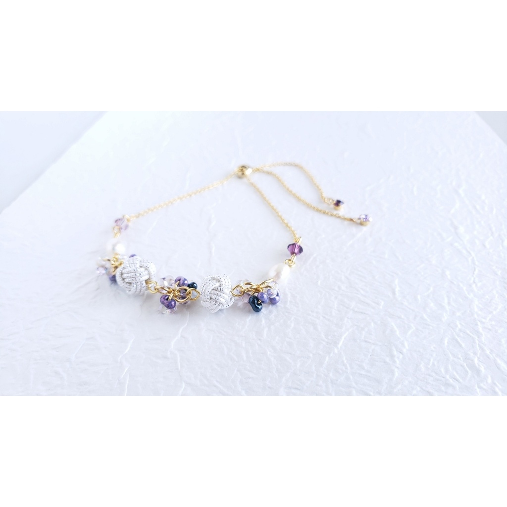 あわじ玉結び×ファルファーレ スライドブレス(ニッケルフリー)<天保江戸組>