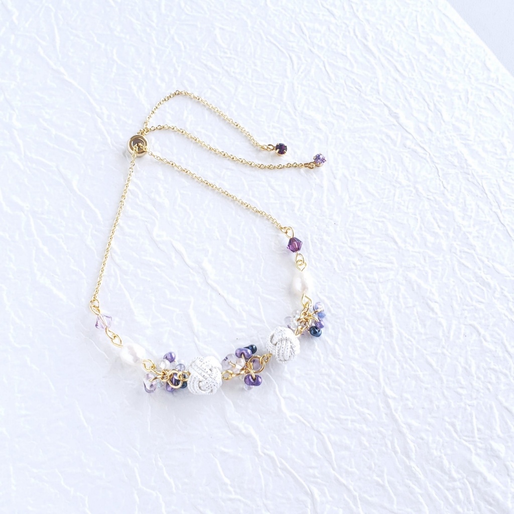 あわじ玉結び×ファルファーレ スライドブレス(ニッケルフリー)<天保江戸組>