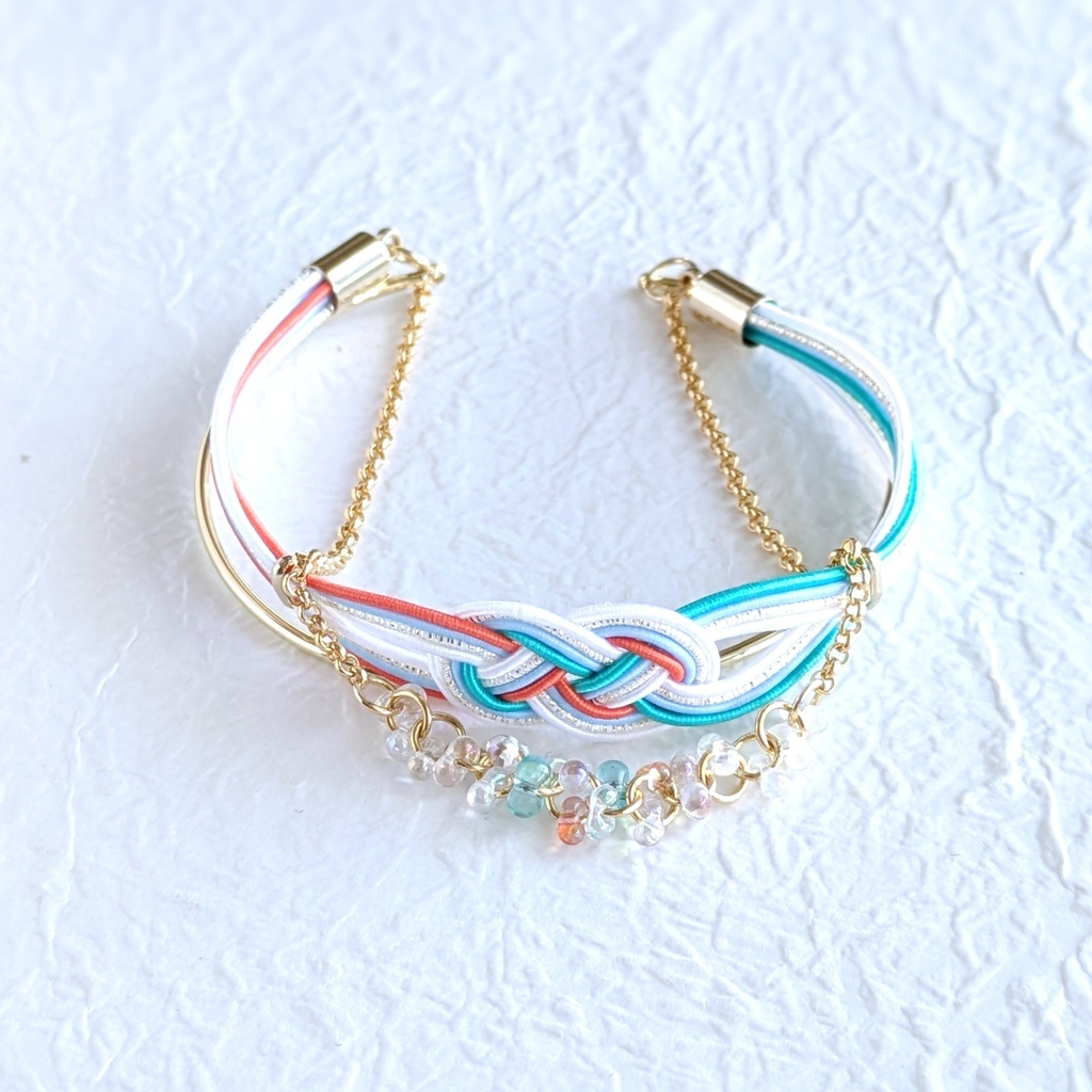 鵜飼派 水引×ゴールド3連バングル 水引ピアス/イヤリング