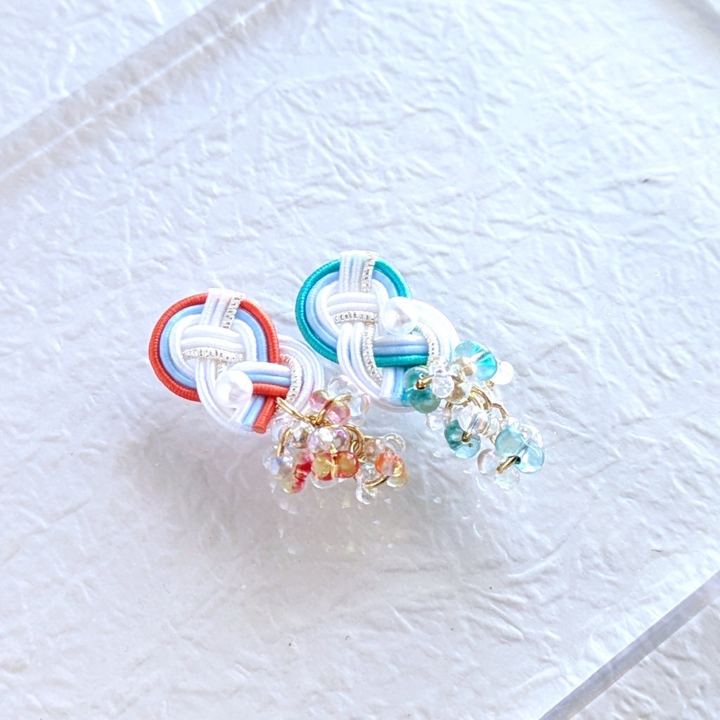 鵜飼派 水引×ゴールド3連バングル 水引ピアス/イヤリング