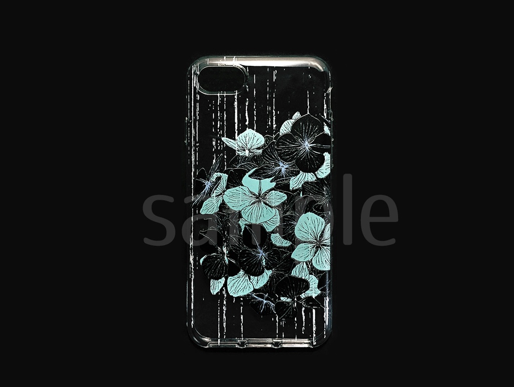 「紫陽花と雨」iPhone 7/8/SE2　クリアソフトケース