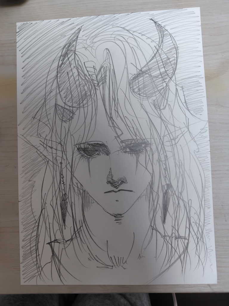 鉛筆イラスト「冷たい悪魔」
