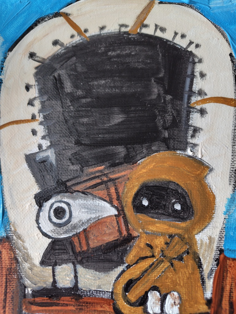 アクリル画「幌馬車」