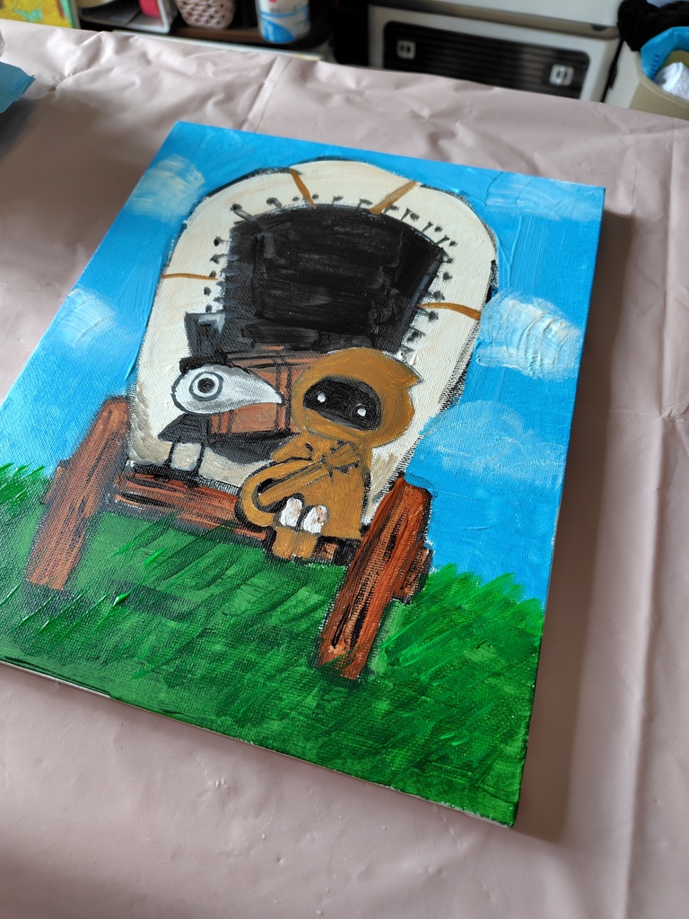 アクリル画「幌馬車」