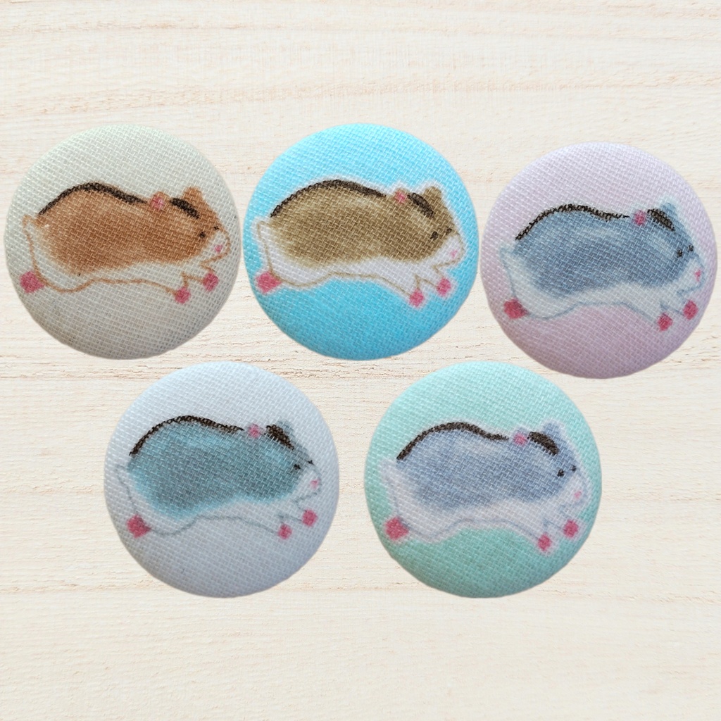 【ランダム】ハムスターのくるみボタンマグネット 絵柄B(ジャンガリアンハムスター)