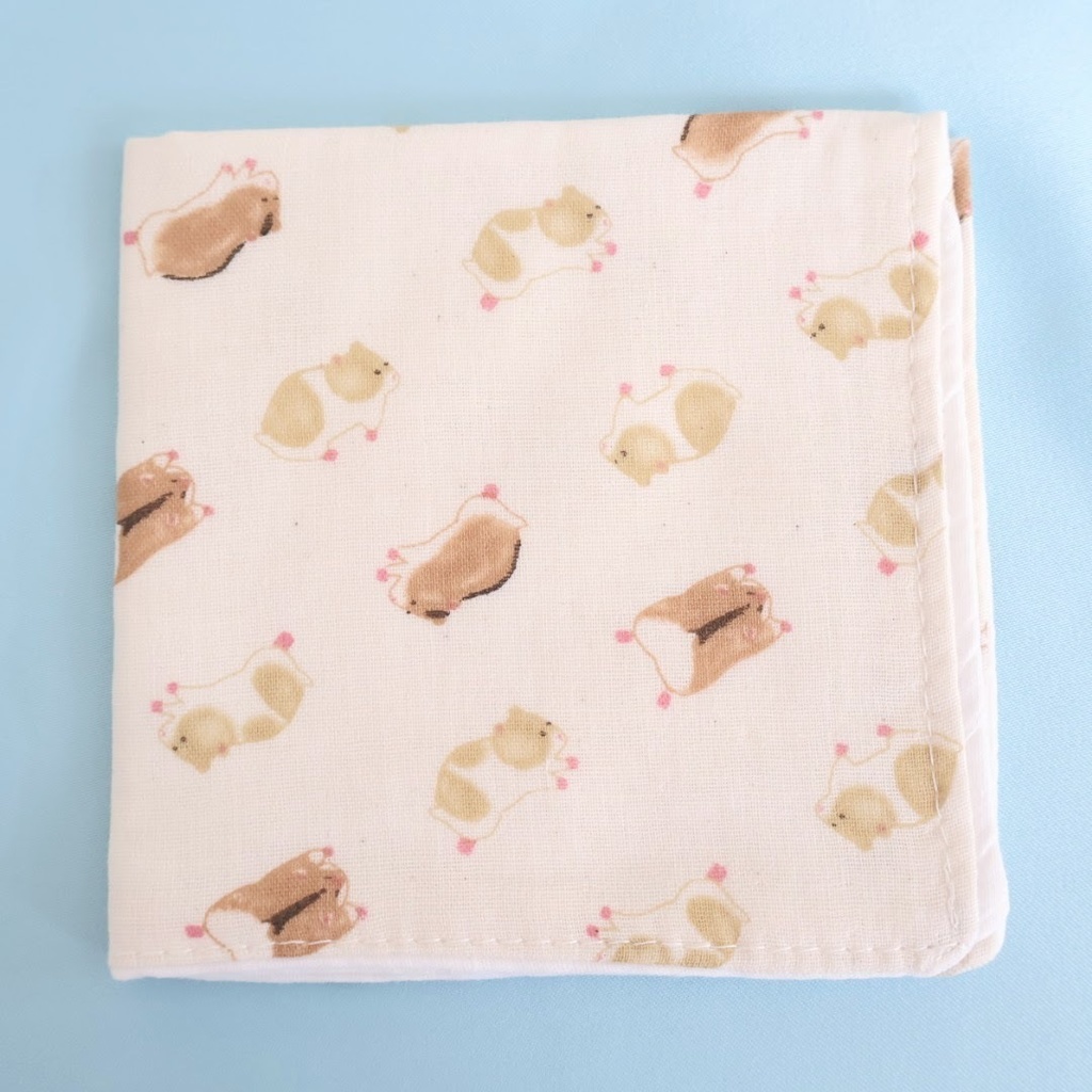 ハムスター柄ダブルガーゼハンカチ レギュラーサイズ 生成