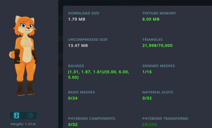 Lunaria - Fox Avatar VRChat