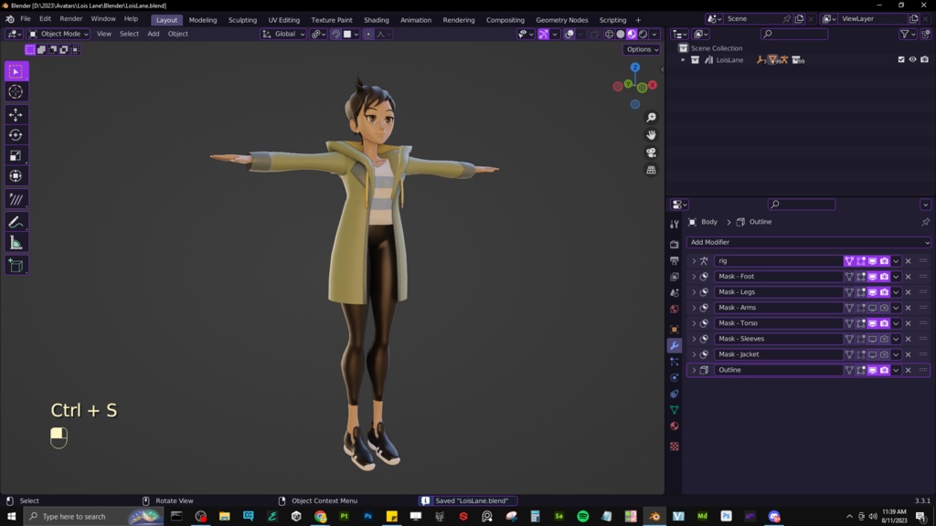Lois Lane - ブレンド ファイルを使用した VRChat アバター - Lois Lane - VRChat Avatar with Blend File