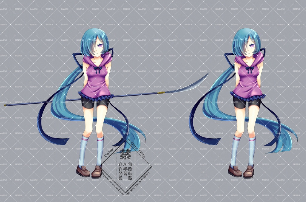 立ち絵素材 薙刀を持った女の子