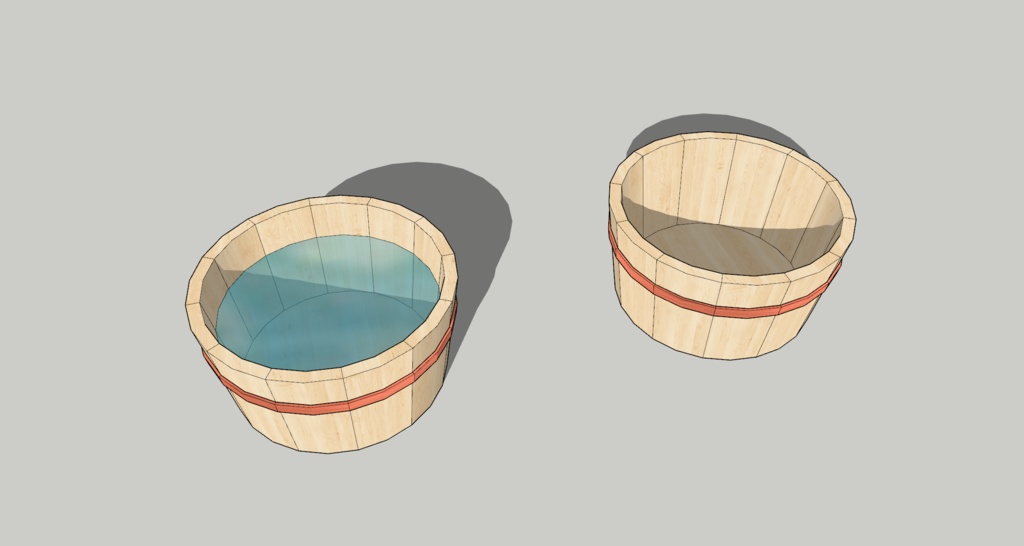 湯おけ(水桶, 木製の樽, Bathtub Bucket)