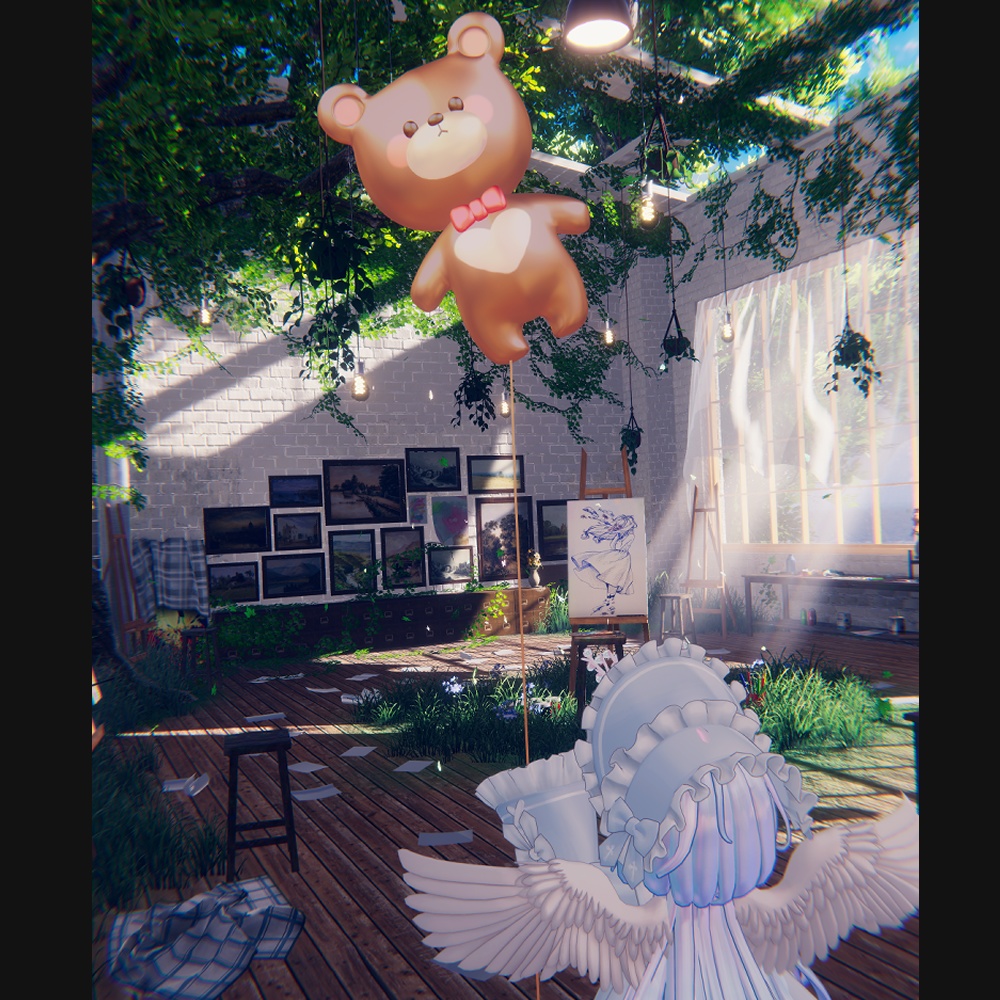 くまの風船とぬいぐるみ