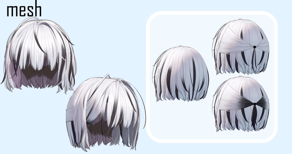 Gradation & Mesh グラデーションとメッシュ 【10 avatars】【VRC Hair】♥ Ivy_Hair ♥