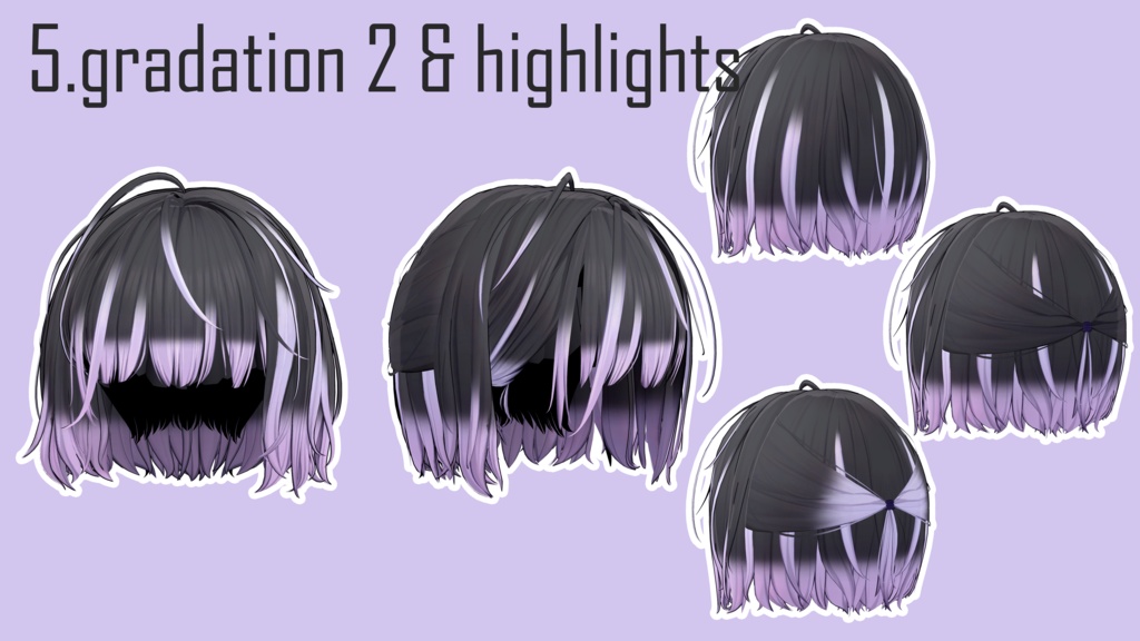 Gradation & hightlights 【10 avatars】【VRC Hair】♥ Ivy_Hair ♥